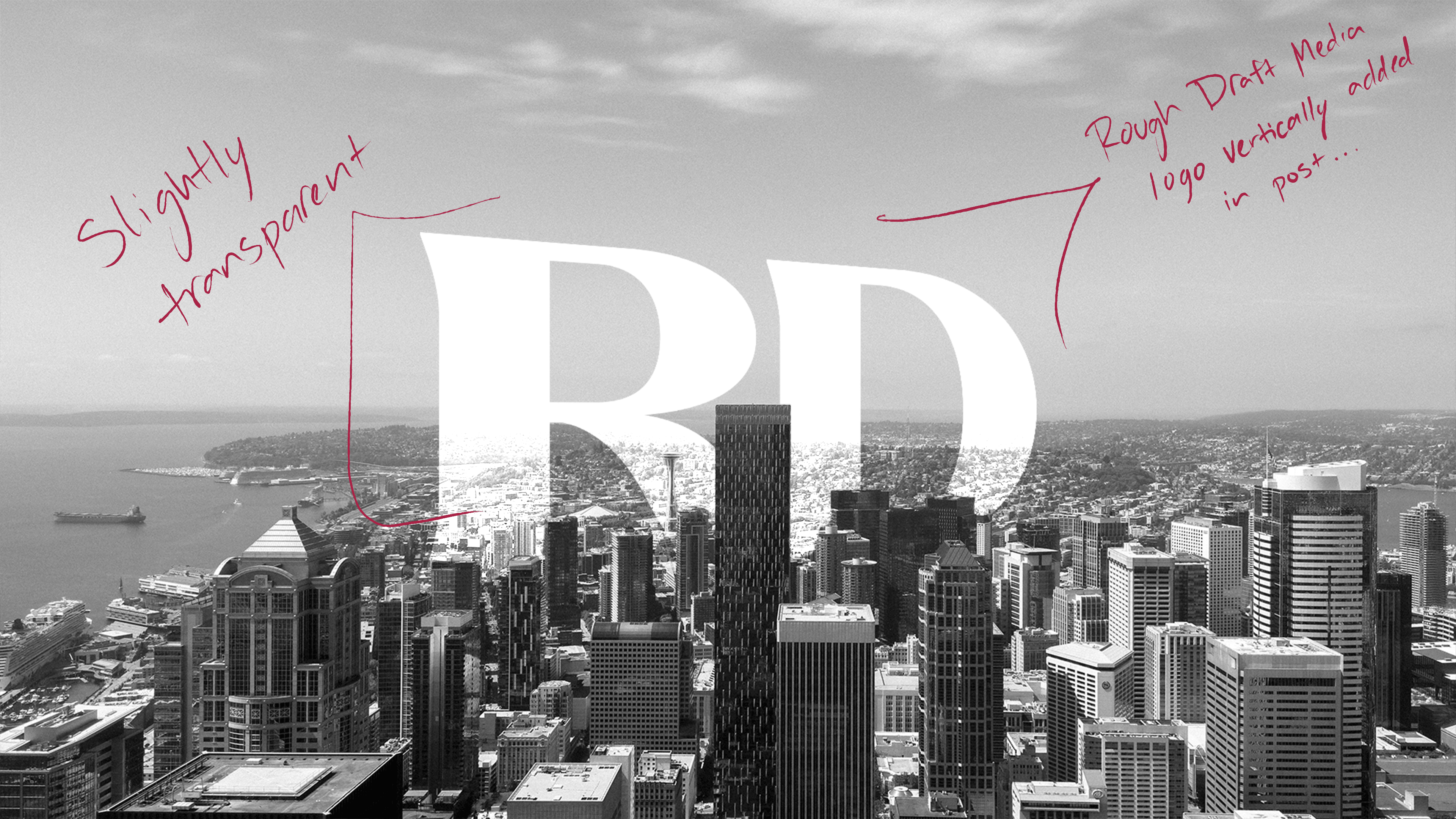 Seattle cityscape with Rough Draft Media logo (annotated)